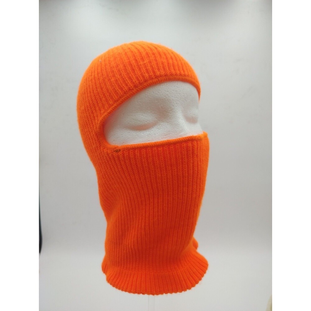 VTG Wigwam Collar Blaze Orange Hunting Ski Mask Hat Made USA 13.5" - Picture 1 of 6